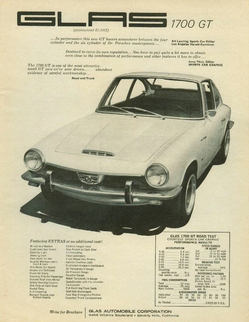 BMW 1600 GT (Glas GT) - Anuncio publicitario de época del Glas 1700 GT